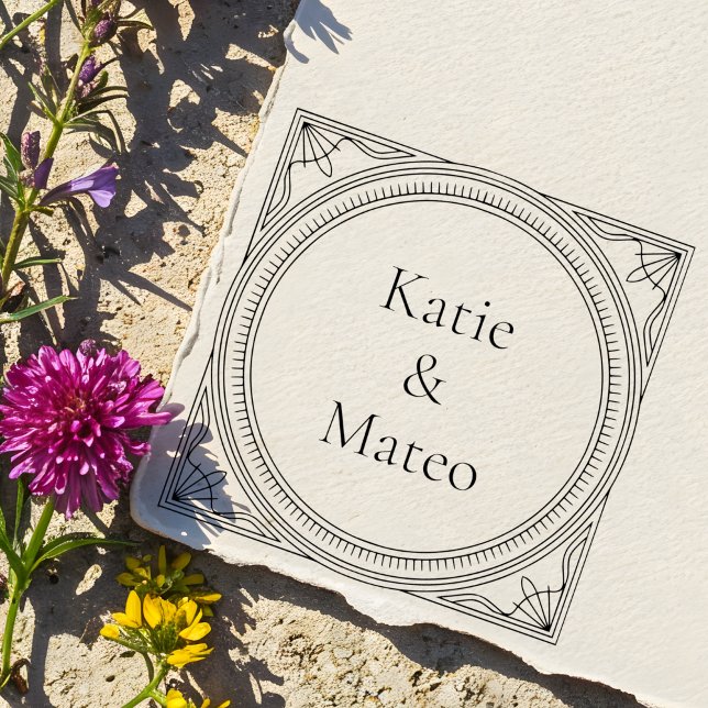 Classic Art Deco Wooden Couple's Names Stämpel (Skapare uppladdad)