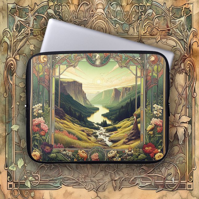 Classic Art Nouvea Landscape Art Laptop Fodral (Skapare uppladdad)