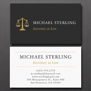 Classic Attorney Scales of Justice Black Guld Visitkort