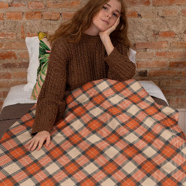 Classic Autumn Pumpkin Orange Brown Tartan Mönster Fleecefilt
