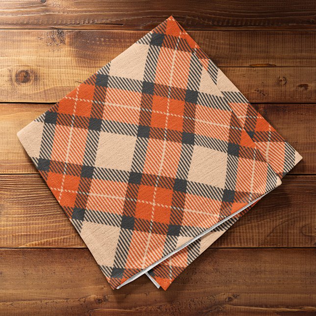 Classic Autumn Pumpkin Orange Brown Tartan Mönster Kökshandduk (Skapare uppladdad)