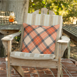 Classic Autumn Pumpkin Orange Brown Tartan Mönster Kudde