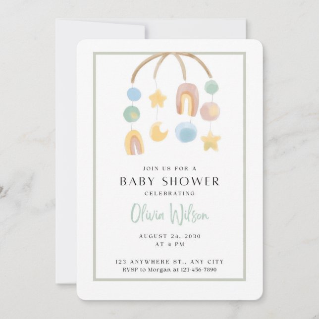 Classic Baby Shower-inbjudan Julkort (Framsida)
