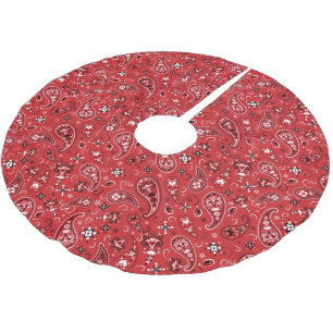 Classic Bandana Red Paisley Julgransmatta Borstad Polyester