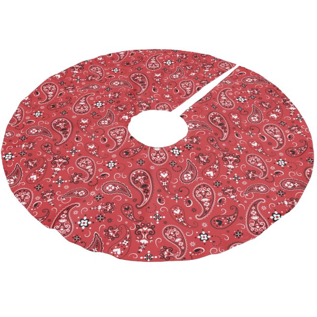 Classic Bandana Red Paisley Julgransmatta Borstad Polyester (Vinklad)