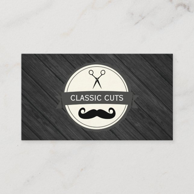 Classic Barber Shop Wood Panels Visitkort (Framsida)