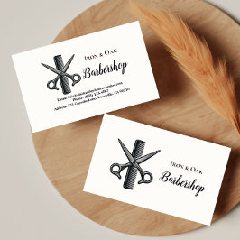 Classic Barbershop Tools Vintage Style Visitkort