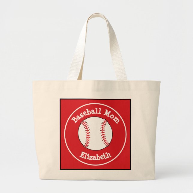 Classic Baseball Mamma Red White Personlig Jumbo Tygkasse (Framsidan)
