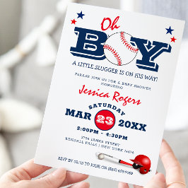 Classic Baseball Oh Boy Baby Shower Inbjudningar