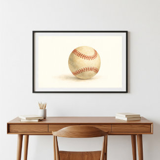 Classic Baseball Waterolor Art Poster