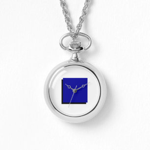 Classic Bauhaus Art Blue Square Necklace Watch Armbandsur