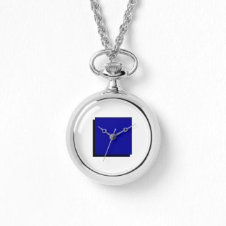 Classic Bauhaus Art Blue Square Necklace Watch Armbandsur