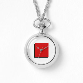 Classic Bauhaus Art Red Square Necklace Watch Armbandsur