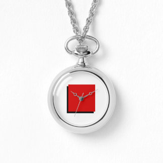 Classic Bauhaus Art Red Square Necklace Watch Armbandsur