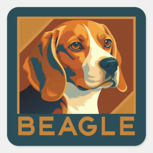 Classic Beagle Porträtt Retro Stil Fyrkantigt Klistermärke