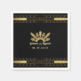 Classic Beauty Art Deco Bröllop Napkins Pappersservett