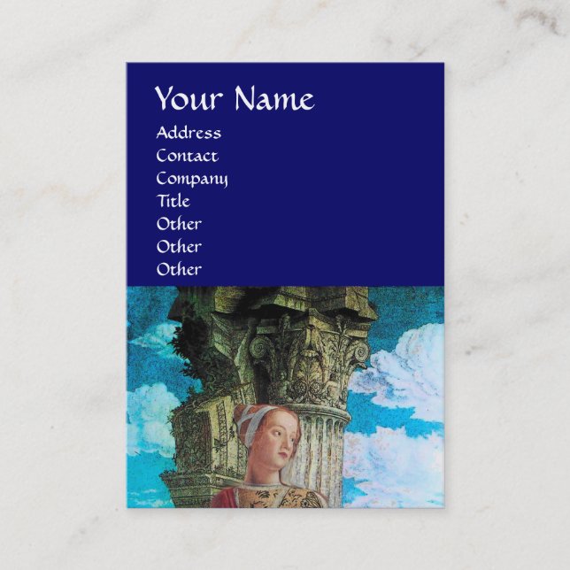 CLASSIC BEAUTY MONOGRAM antique bright blue Visitkort (Framsida)