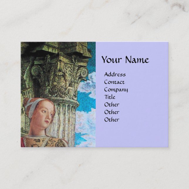 CLASSIC BEAUTY MONOGRAM antique bright blue Visitkort (Framsida)