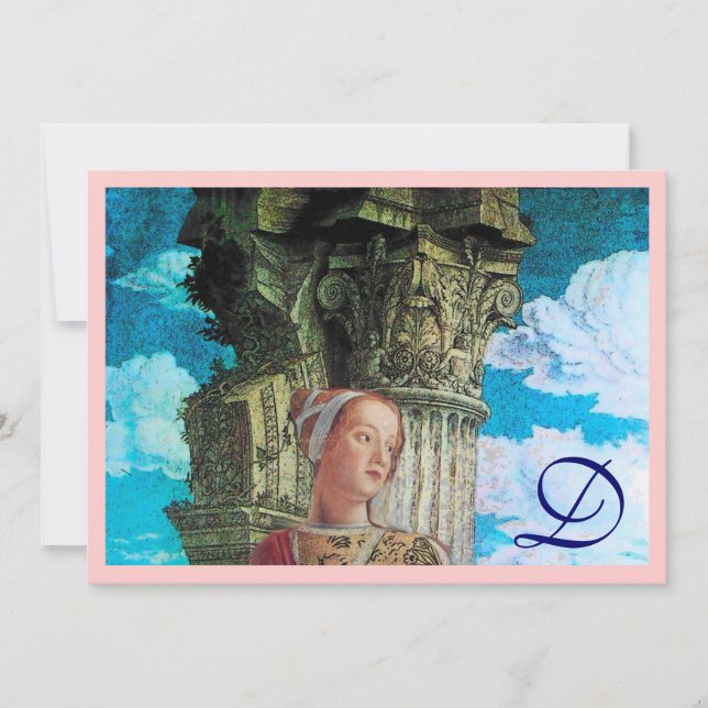 CLASSIC BEAUTY MONOGRAM - ljusblå rosa Inbjudningar (Framsida)