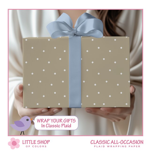 Classic Beige Polka Dot Presentpapper (Skapare uppladdad)