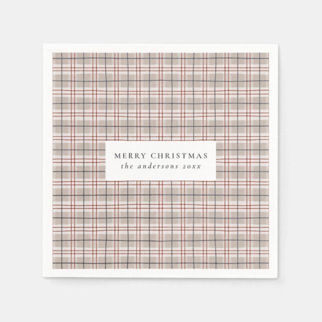 Classic Beige Tartan Play-jul Pappersservett (Framsidan)
