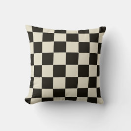 Classic Black and Cream Checker Mönster Kudde