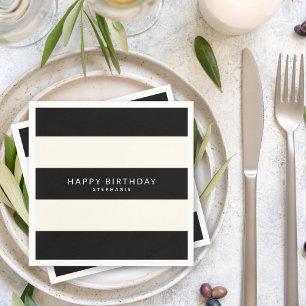 Classic Black and Eggshell White Rand med Namn Pappersservett