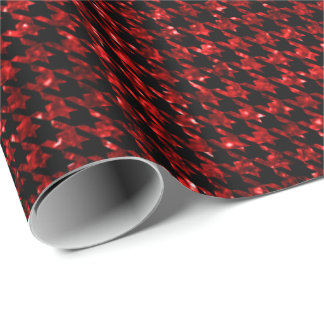 Classic Black and Glitter Red Houndstooth Pattern Presentpapper