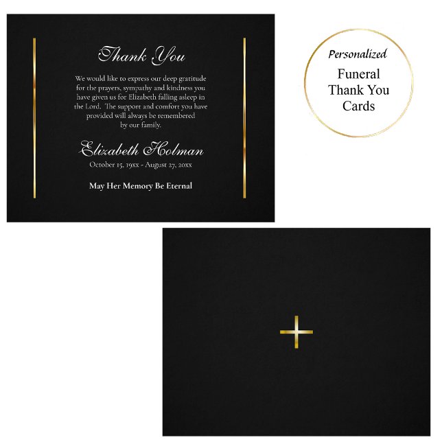 Classic Black and Guld ortodox Funeral Tack Kort (Skapare uppladdad)
