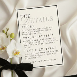 Classic Black and Ivory Wedding Details Tilläggskort