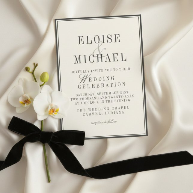 Classic Black and Ivory Wedding  Inbjudningar (Classic Black and Ivory Wedding Invitation)