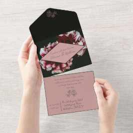 Classic Black and Rosa Peonies Bröllop