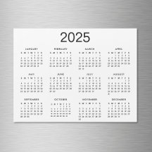 Classic Black and White 2025 Calendar
