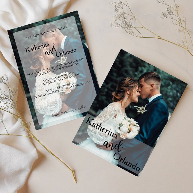 Classic Black and White Art Photo Trend Wedding Inbjudningar (Skapare uppladdad)