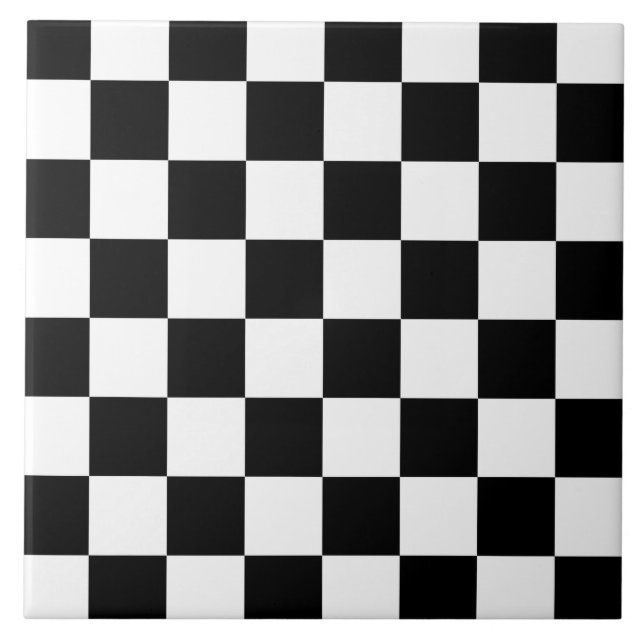 Classic Black and White Checkerboard Kakelplatta (Framsidan)