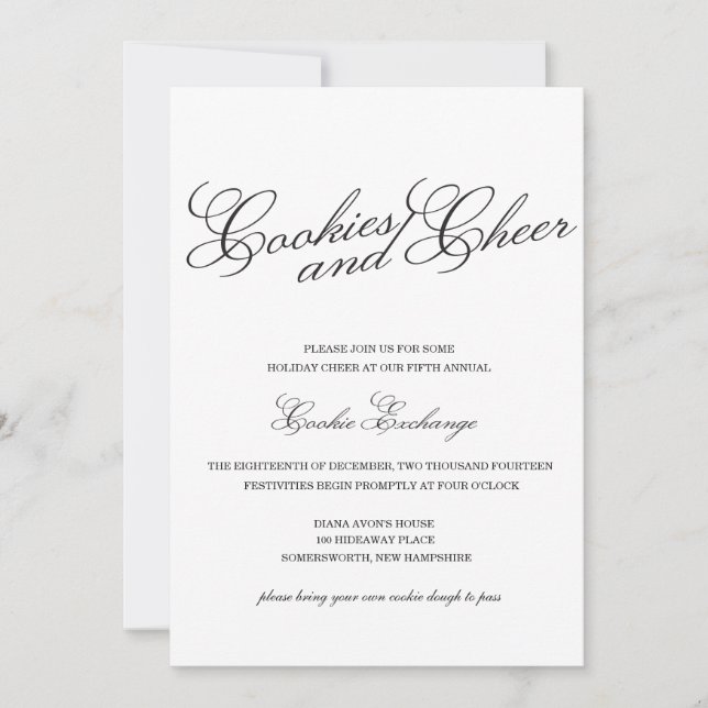 Classic Black and White Cookie Exchange Inbjudan (Framsida)