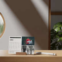 Classic Black and White Easel Calendar 2026