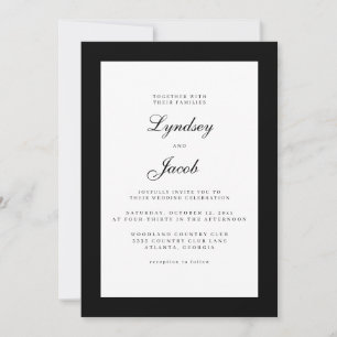 Classic Black and White Elegant bröllop-inbjudan Inbjudningar