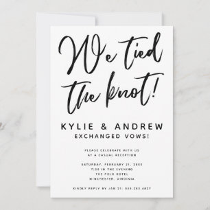 Classic Black and White Elopement Reception Inbjudningar