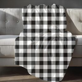 Classic Black and White Gingham Checks Mönster Fleecefilt