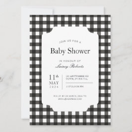 Classic Black and White Gingham Play Checkerboard Inbjudningar