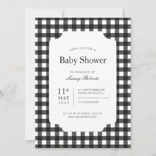 Classic Black and White Gingham Play Checkerboard Inbjudningar