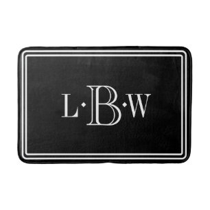 Classic Black and White Gräns Monogrammed Badrumsmatta