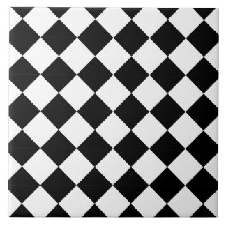 Classic Black and White Harlequin Diagonal Checker Kakelplatta