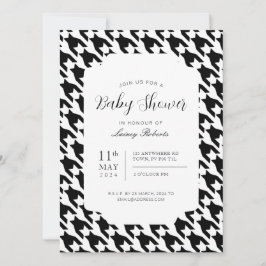 Classic Black and White Houndstooth Geometric Inbjudningar