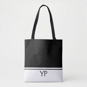 Classic Black and White Initialer Monogram Tygkasse