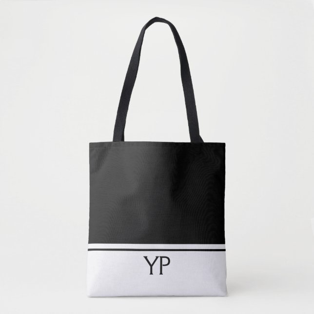 Classic Black and White Initialer Monogram Tygkasse (Framsida)
