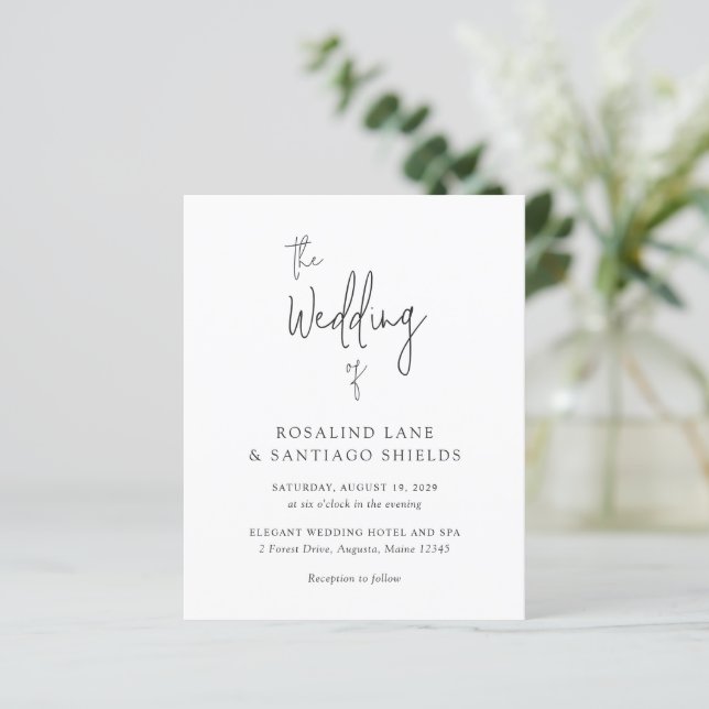 Classic Black and White Modern Wedding Invitation (Stående Fram)