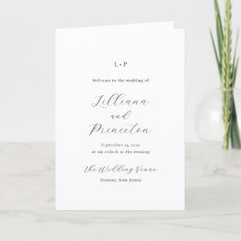 Classic Black and White Monogram Elegant Wedding Program