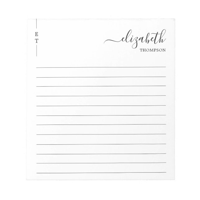 Classic Black and White Monogram Simple Anteckningsblock (Framsida)